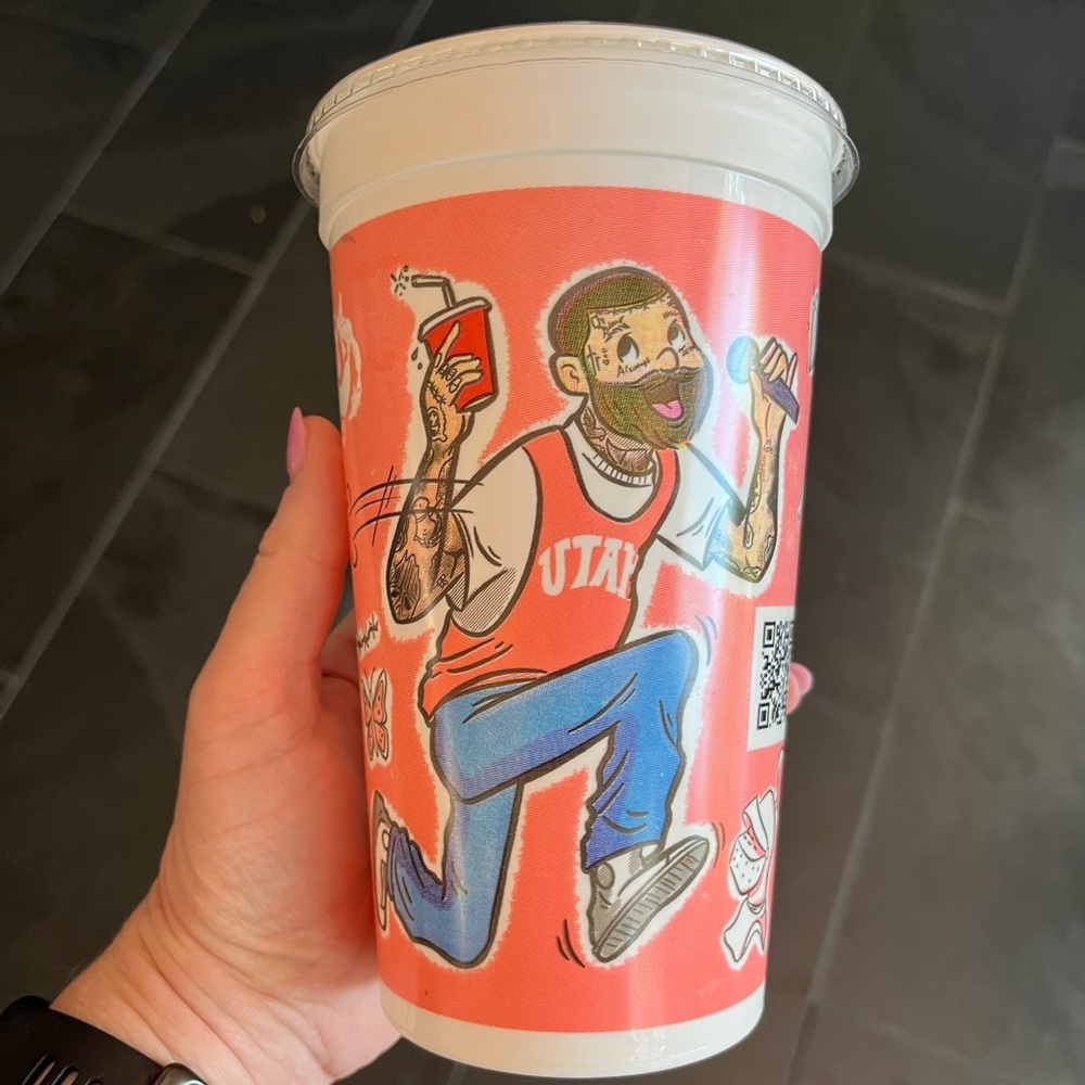 Raising Cane’s Post Malone Illustrated pink Graphic Drink Cup